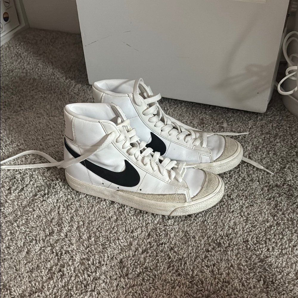 Nike White and Black High-Top Sneakers